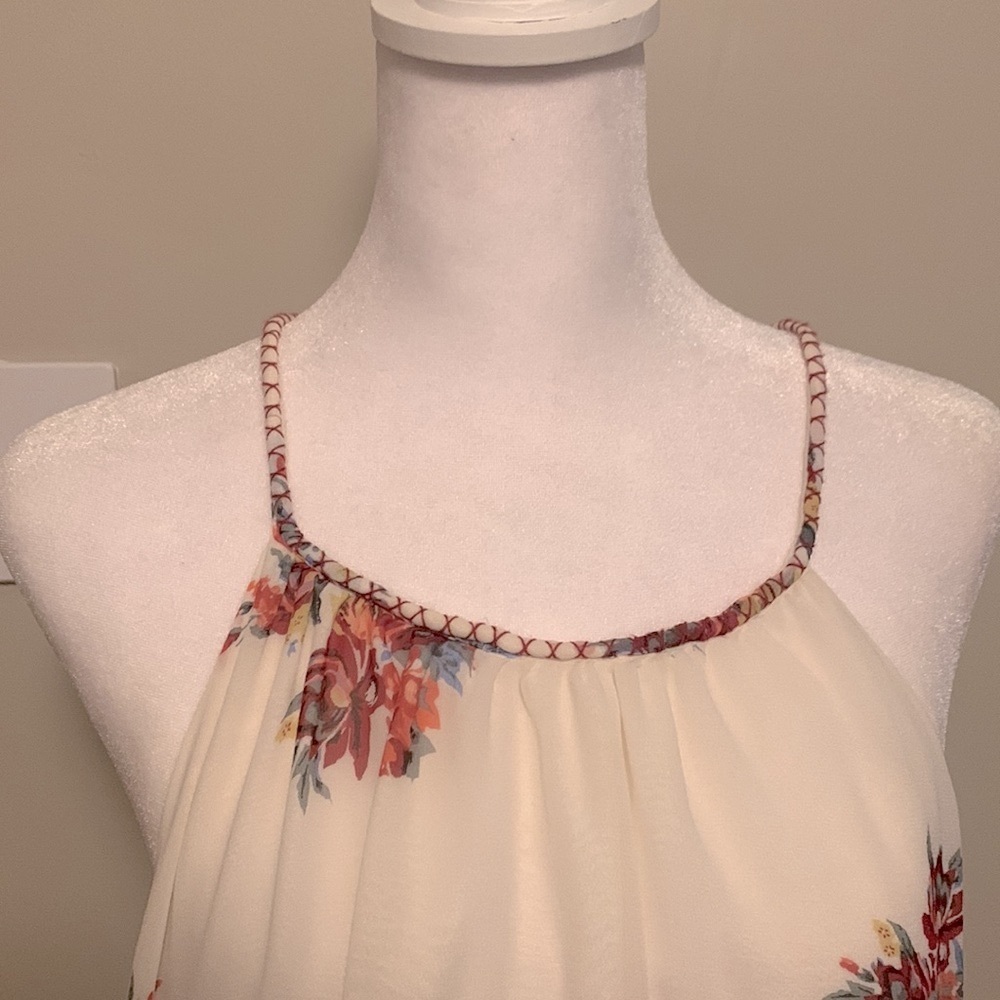 Joie Floral Gris Braided Silk Tank in Porcelain New Size Large - Picture 4 of 9